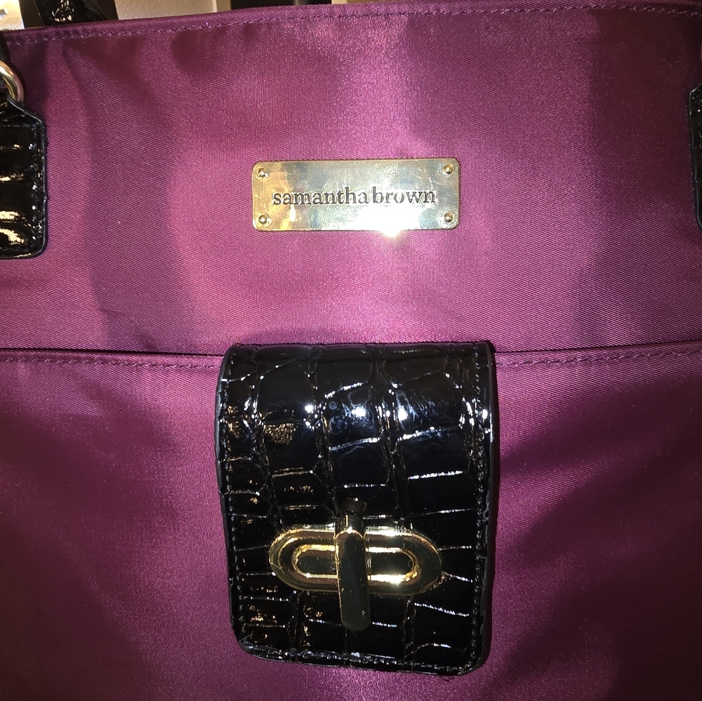 🎉 NWOT Purple / Black Women's Large Tote Bag By Samantha Brown - Picture 4 of 13